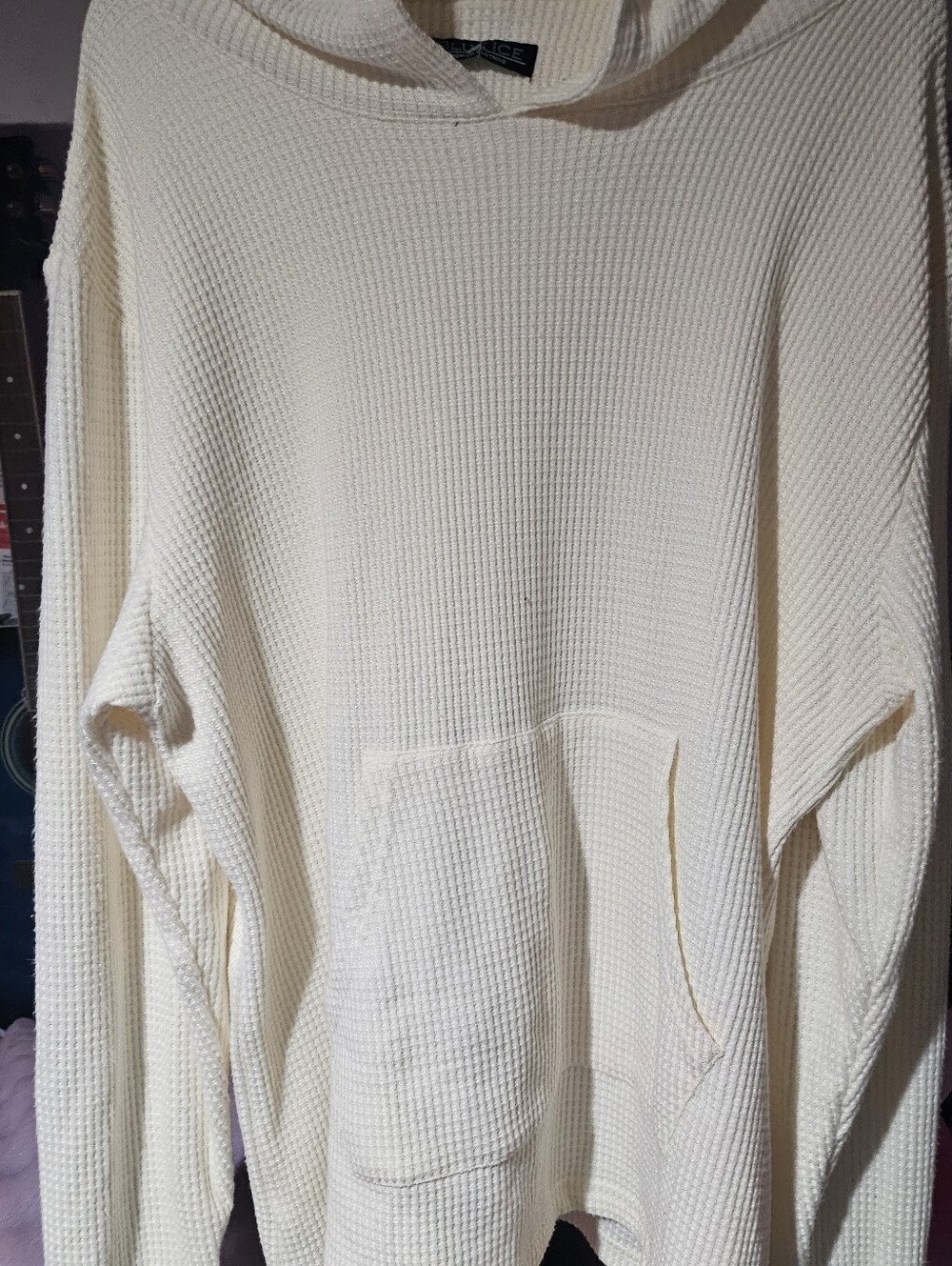 Cream Waffle-Knit Hooded Sweater